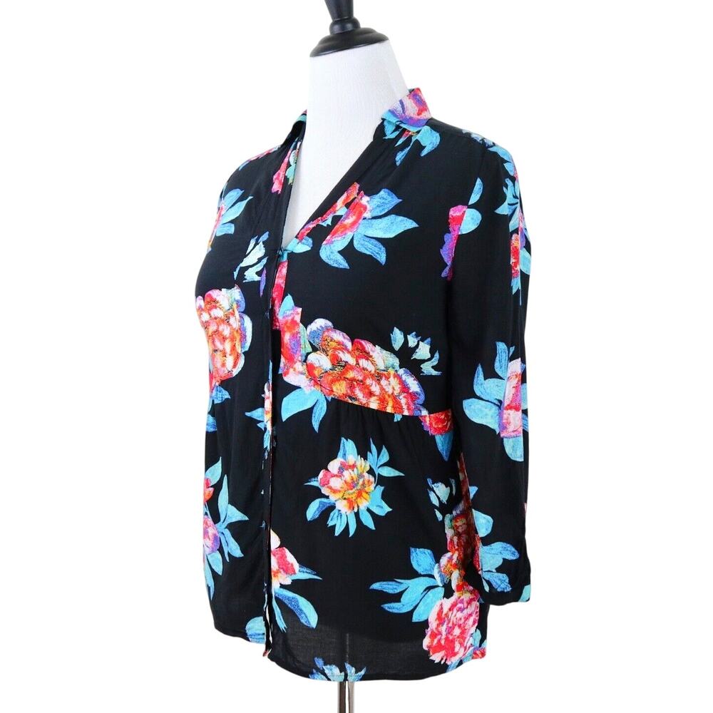 Anthropologie Maeve Size 10 Woodland Walk Shirt Black Floral
